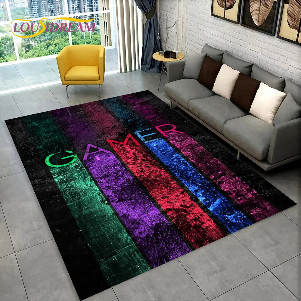3D Cartoon Gamer Tapijt - Ultra-Zacht Multicolor Vloerkleed met Antislip Onderkant voor Kinderen en Gamingruimtes 120x160 cm 5