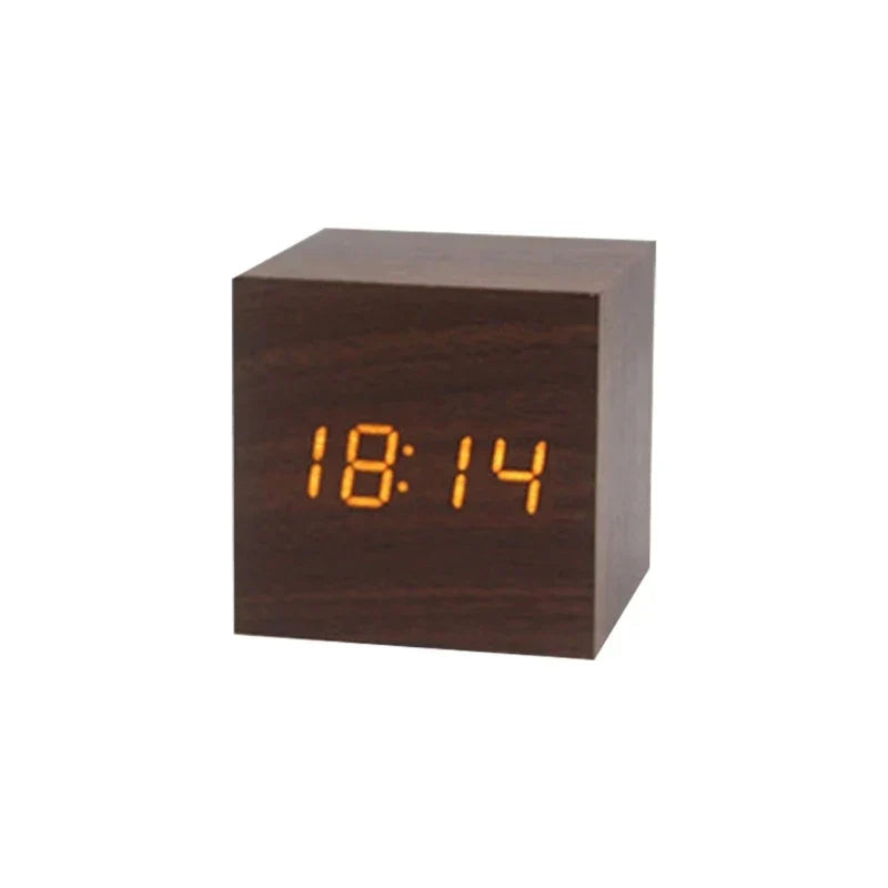 TempTune – LED houten wekker met temperatuurdisplay Bruin