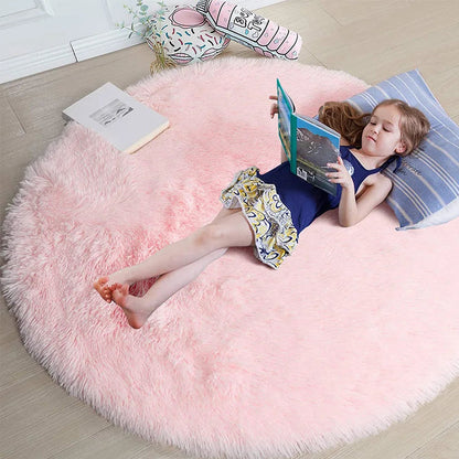 Tapijt Zachte Shaggy Ronde Woonkamer Comfort Grote Maat Felroze