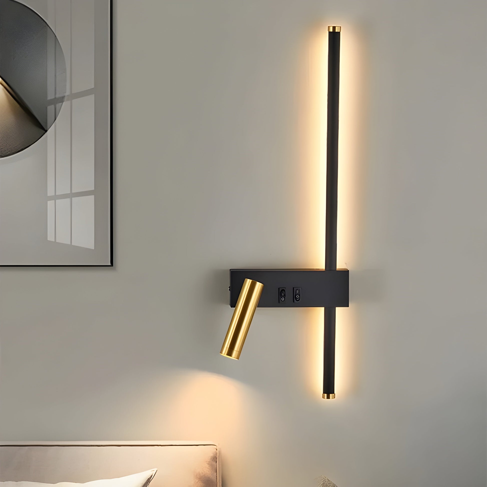 Minimalistische Zwarte Wandlamp met Schakelaar – Duo LED Muurlamp voor Binnengebruik