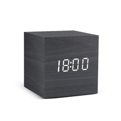 TempTune – LED houten wekker met temperatuurdisplay Zwart