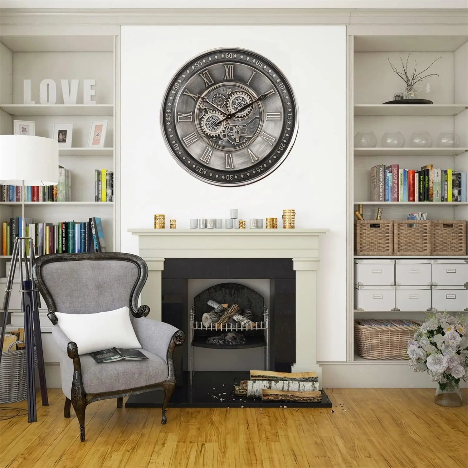 Minimalistische Wandklok op Batterijen - Stille Analoog Klok met Eenvoudig Ontwerp voor Woonkamer en Kantoor