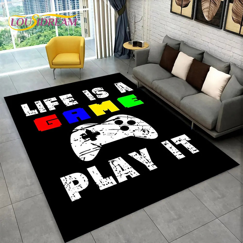 3D Cartoon Gamer Tapijt - Ultra-Zacht Multicolor Vloerkleed met Antislip Onderkant voor Kinderen en Gamingruimtes 120x160 cm 1