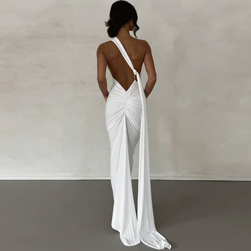 Dames Maxi Jurk Polyester - Elegante Lange Jurk voor Zomer Gelegenheden Wit