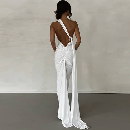 Dames Maxi Jurk Polyester - Elegante Lange Jurk voor Zomer Gelegenheden Wit
