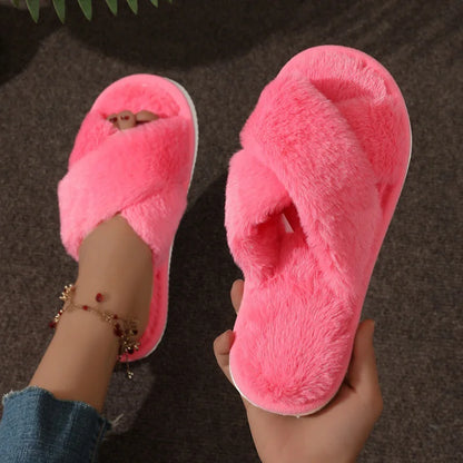 Dames Slippers Gezellige Met Open Teengedeelte Kruisband Roze