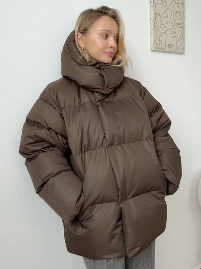 Avenari | Dames Puffer Jas - Oversized Quilted Design - Met Capuchon en Hoge Kraag