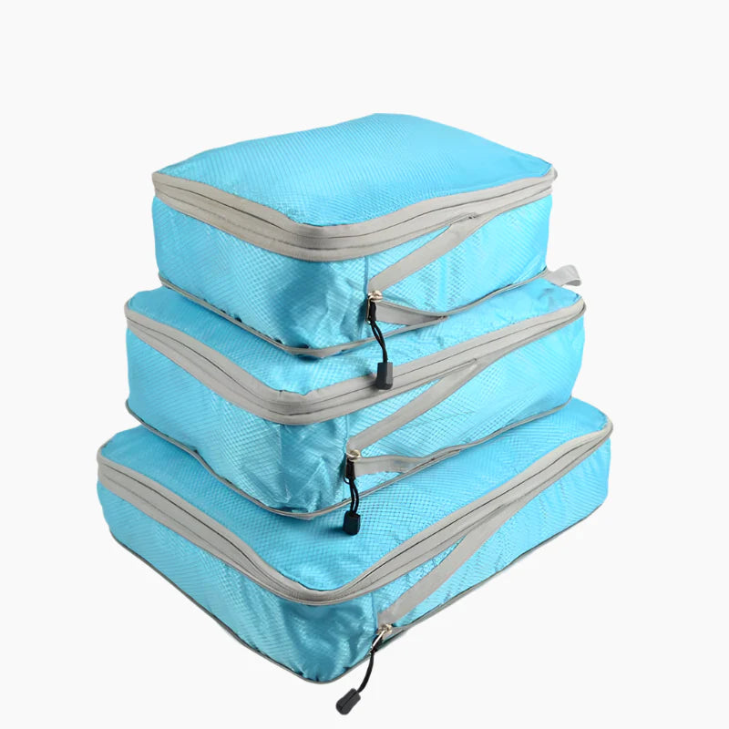 Reisopbergtas Samendrukbare Verpakking Kubus Waterdicht Draagbare Koffer Luchtblauw