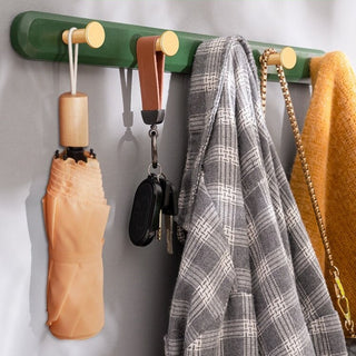 Vintage Groene Wandkapstok Met Haken Voor Jassen