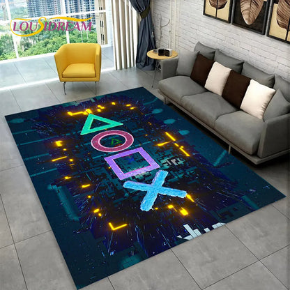 3D Cartoon Gamer Tapijt - Ultra-Zacht Multicolor Vloerkleed met Antislip Onderkant voor Kinderen en Gamingruimtes 120x160 cm 2