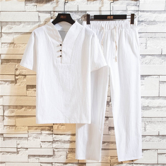 Luno Linnen Kledingset | Luchtige Kleding voor Heren Wit