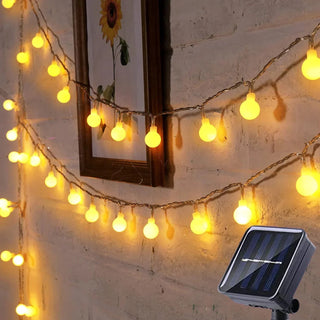Zonne Energie Aangedreven Lichtenketting Voor Buiten Warmwit
