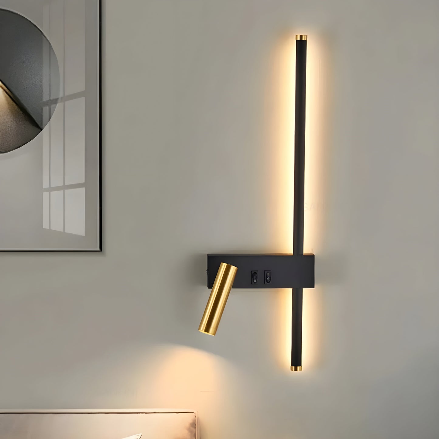 Minimalistische Zwarte Wandlamp met Schakelaar – Duo LED Muurlamp voor Binnengebruik Rechts
