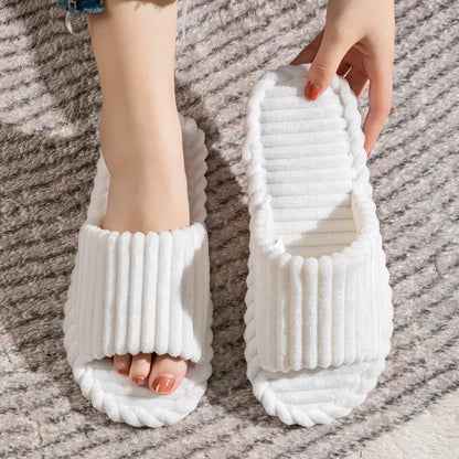 Pantoffels Unisex Met Open Neus Streepjespatroon Sloffen Wit
