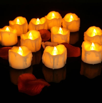 Vlamloze LED Kaarsen op Batterij – Flikkerende Waxinelichtjes voor Veilig en Decoratief Gebruik in Huis Geel 12 kaarsen