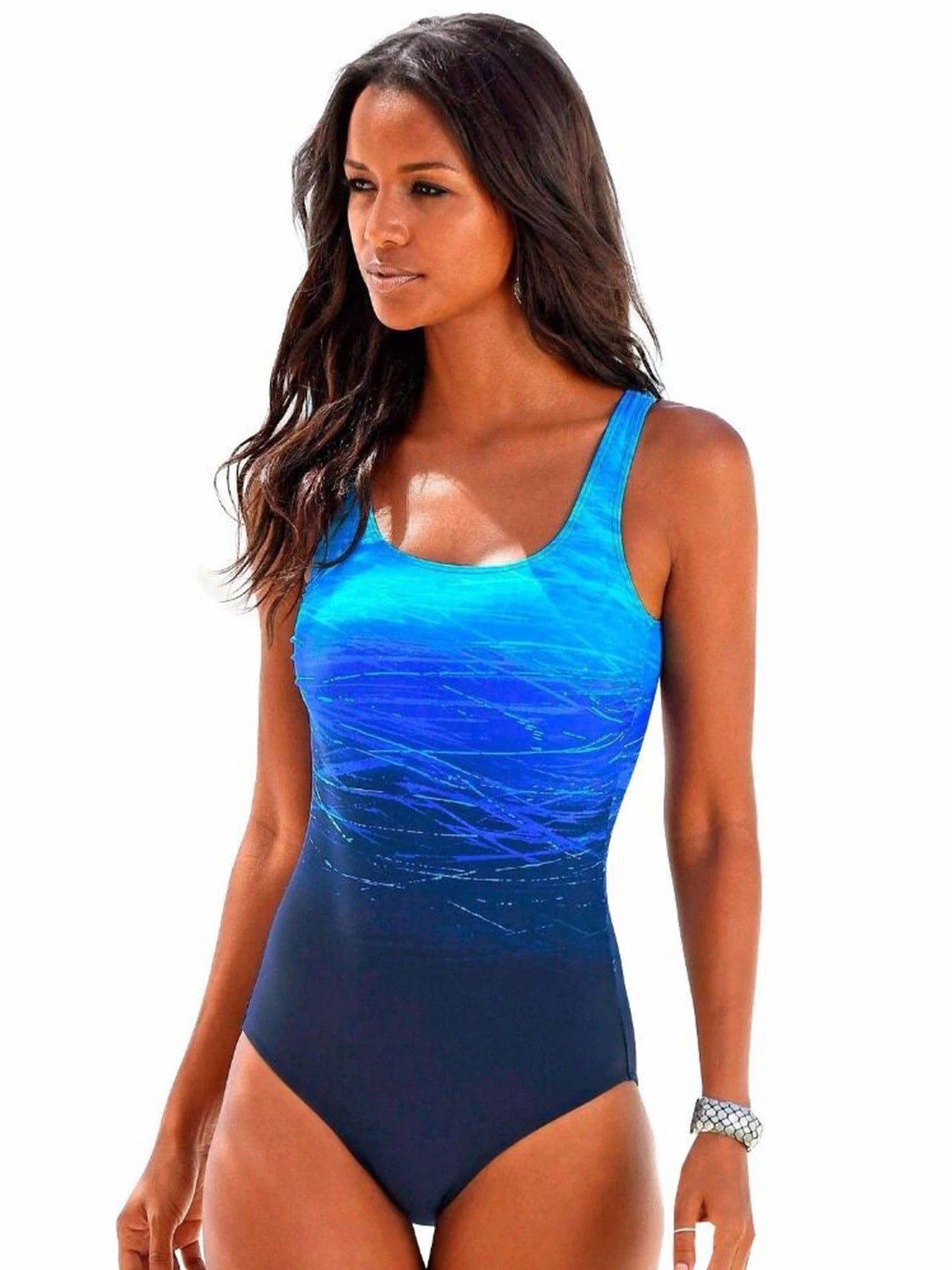 Dames Monokini Badpak Print Sneldrogend Nylon Blauw