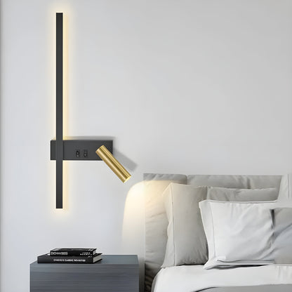 Minimalistische Zwarte Wandlamp met Schakelaar – Duo LED Muurlamp voor Binnengebruik Links