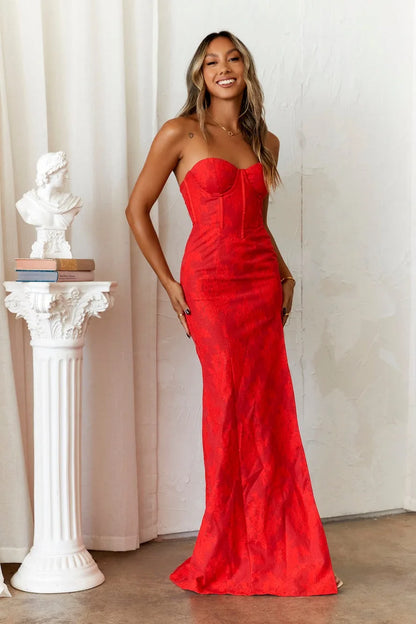 Avondjurk Strapless Gala Figuurflatterend Met Hoge Split