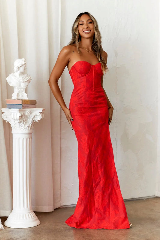 Avondjurk Strapless Gala Figuurflatterend Met Hoge Split