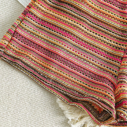 Dames Bikini Set Gebreid Gestreept Haltertop Met Shorts Nylon Spandex