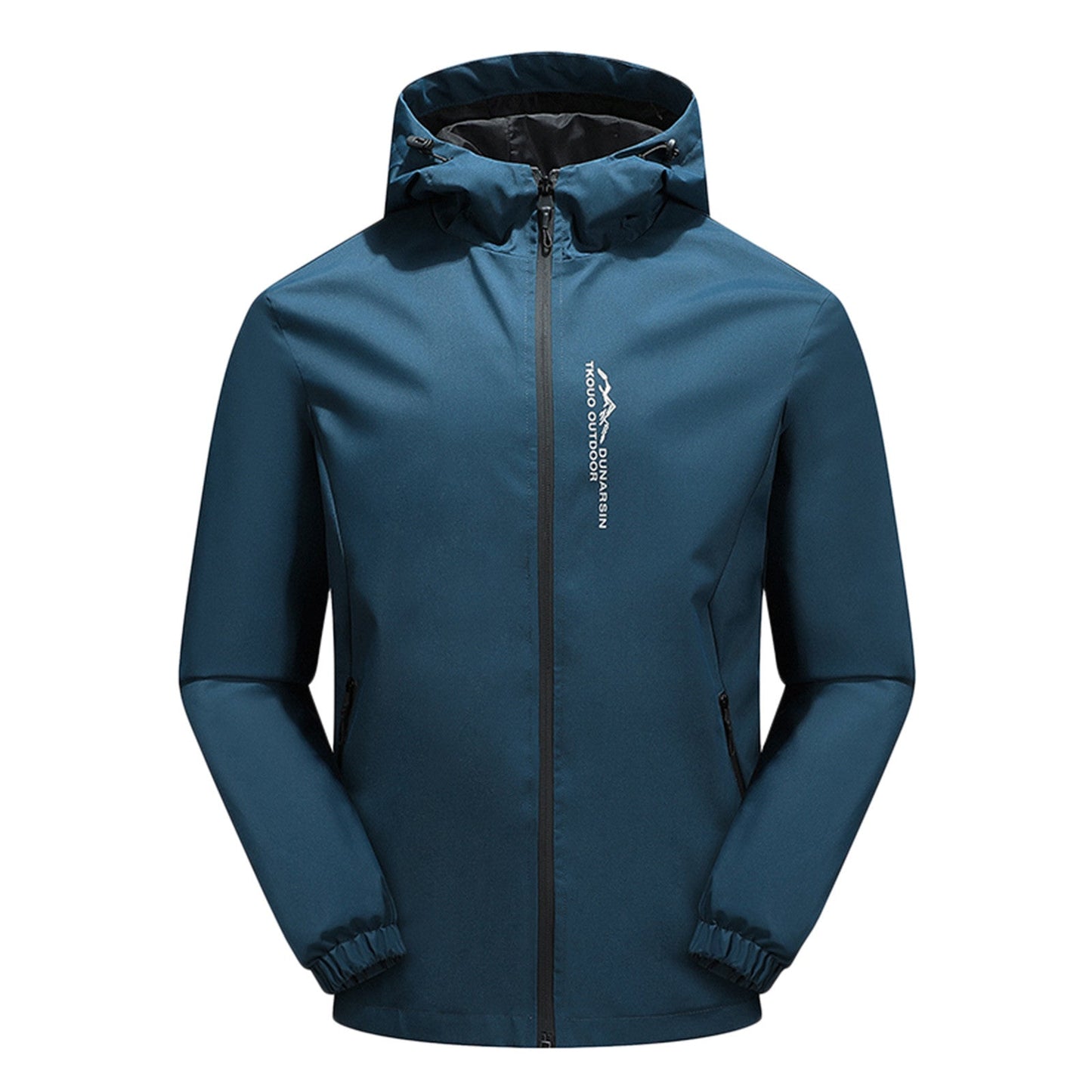 Heren Regenjas – Zwarte Waterdichte Jas met Capuchon en Lange Mouwen Marineblauw