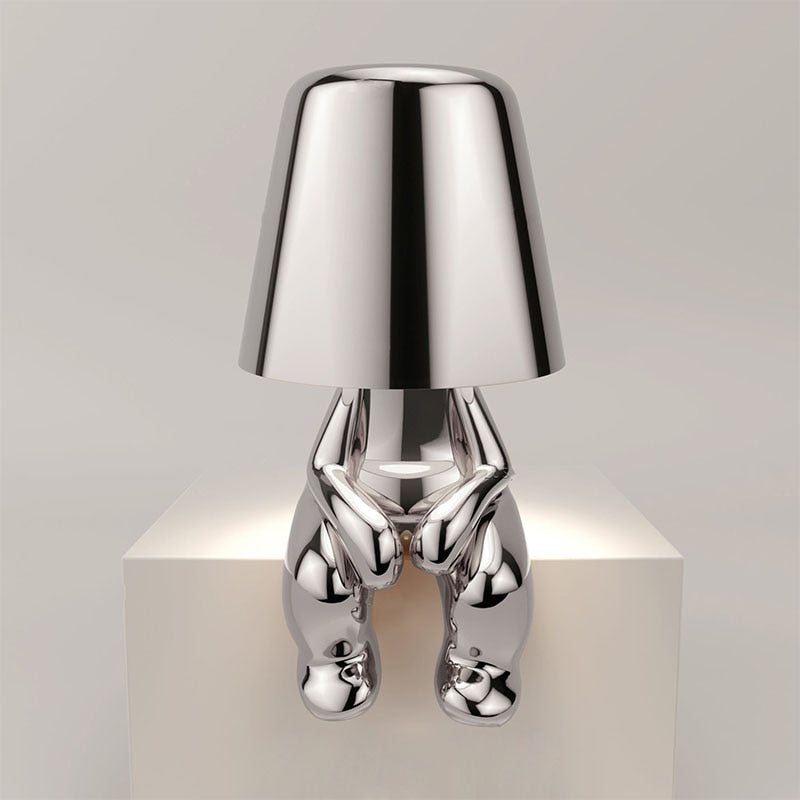 Misterlamp - Unique Tafellamp wireless lamp SEREIN Zittend Zilver