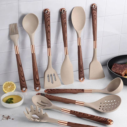 10-Delig Premium Silikon Keuken Set Met Houten Grepen