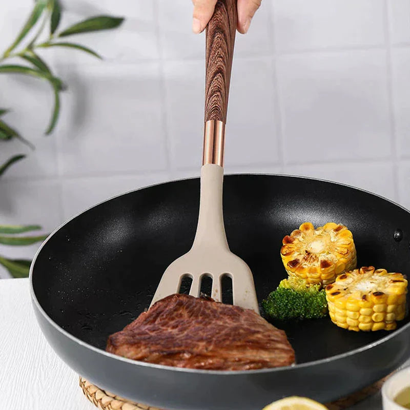 10-Delig Premium Silikon Keuken Set Met Houten Grepen
