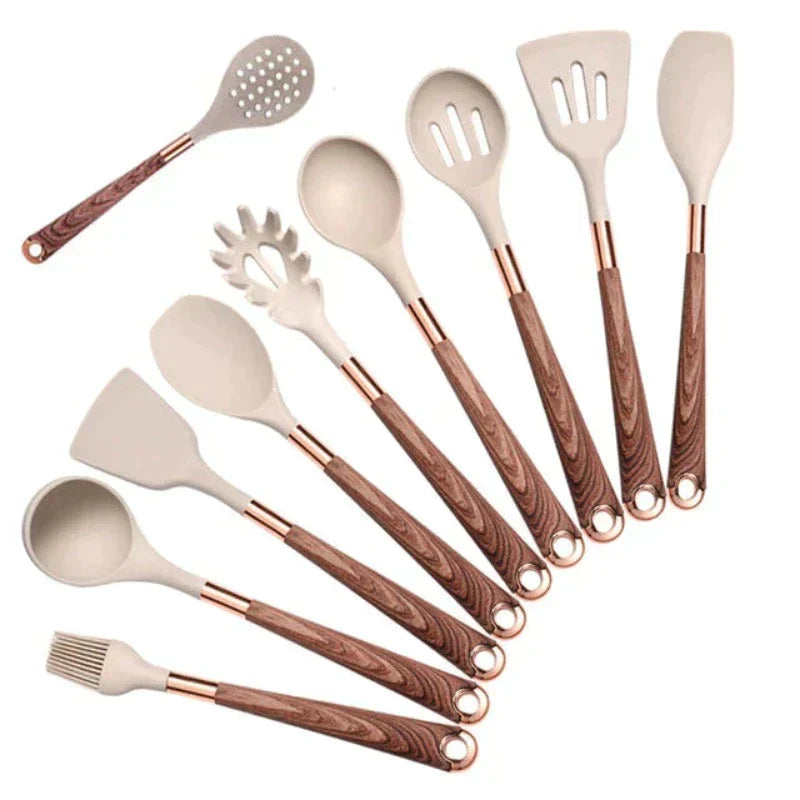 10-Delig Premium Silikon Keuken Set Met Houten Grepen