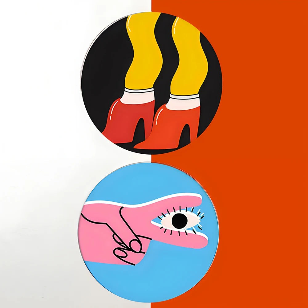 Abstracte Ronde Onderzetters Set Van 6 Stuks Voor Tafeldecoratie