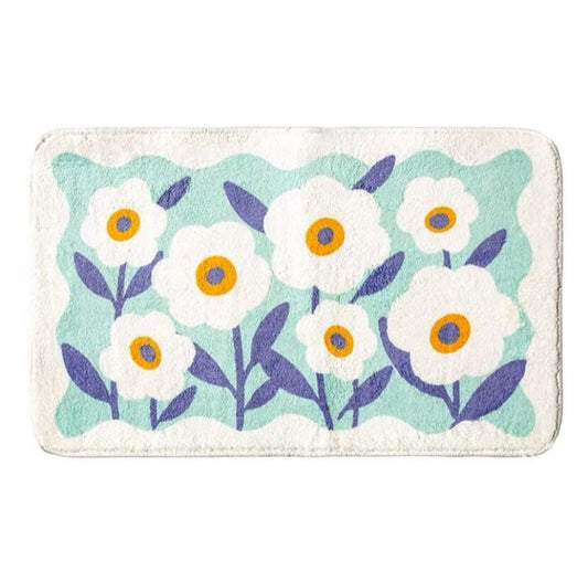 Badmat Met Bloemenpatroon In Verschillende Maten Polyester Daisy 60 cm x 90 cm