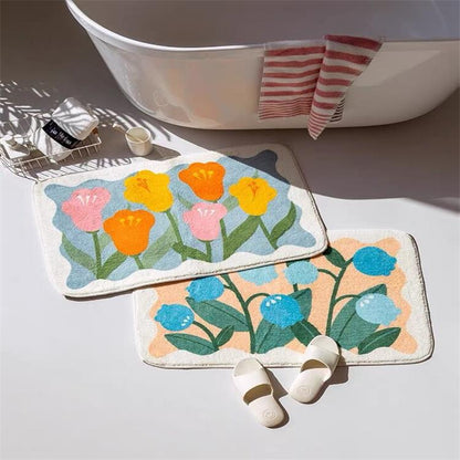 Badmat Met Bloemenpatroon In Verschillende Maten Polyester