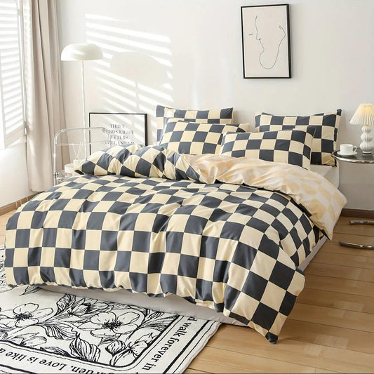 Beddingstar - Modern Geruite Dekbedovertrekset – 3-delig Beddengoed