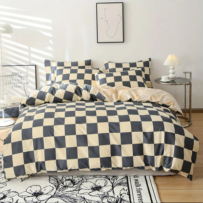 Beddingstar - Modern Geruite Dekbedovertrekset – 3-delig Beddengoed