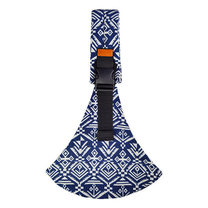 Comfortabele Draagzak Voor Baby En Ouder Wit met blauwe opdruk