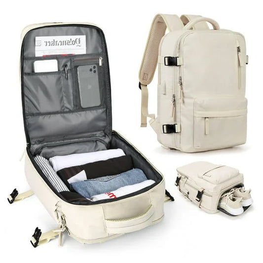 Dames Grote Reisrugzak Waterdicht Voor Wandelen En Reizen Beige