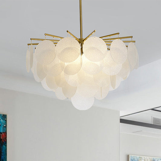 Gelaagde Schijven Suspensie Verlichting Moderne Messing-Wit Messing Glas