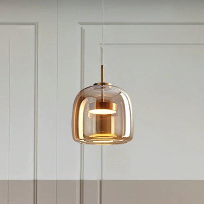 Glazen Hanglamp Soepele Glans Minimalistische Glazen Amber Glas 9"