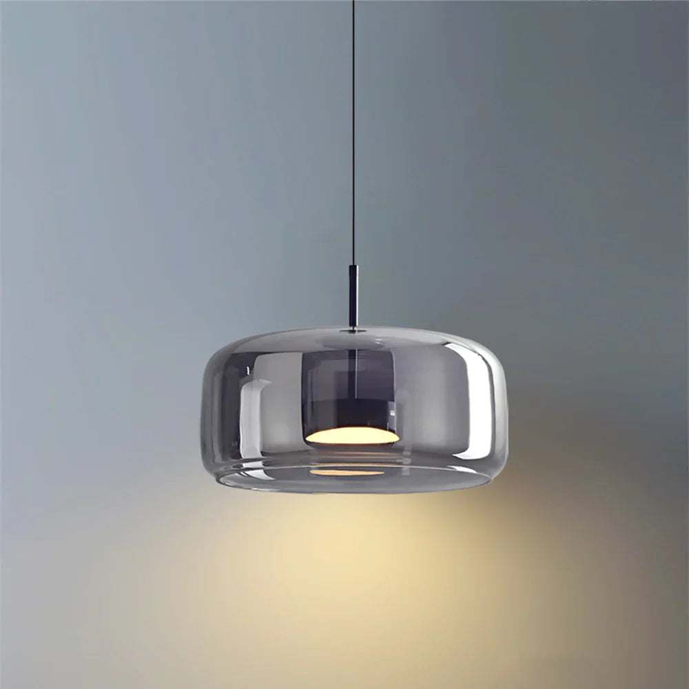 Glazen Hanglamp Soepele Glans Minimalistische Glazen Rookgrijs Glas 13"