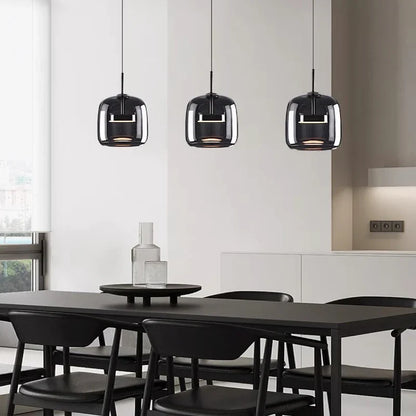Glazen Hanglamp Soepele Glans Minimalistische Glazen Rookgrijs Glas 9"