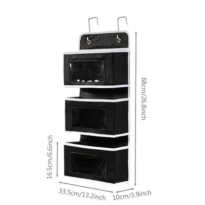Hangende Opberg Organizer Met Meerdere Lagen Voor Slaapzaal Zwart 33 cm L x 10 cm B x 68 cm H