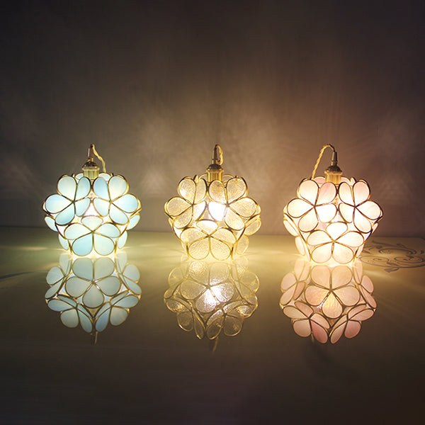 Hangende Plafondlamp Tiffany Stijl Blauw Helder Roze Glas