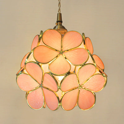 Hangende Plafondlamp Tiffany Stijl Blauw Helder Roze Glas
