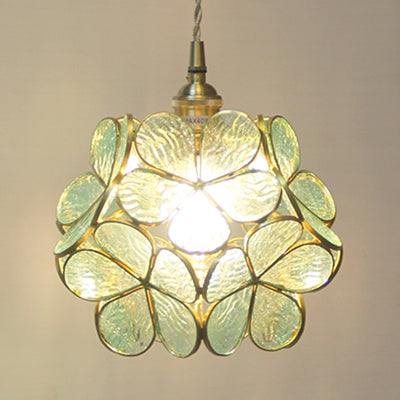 Hangende Plafondlamp Tiffany Stijl Blauw Helder Roze Glas