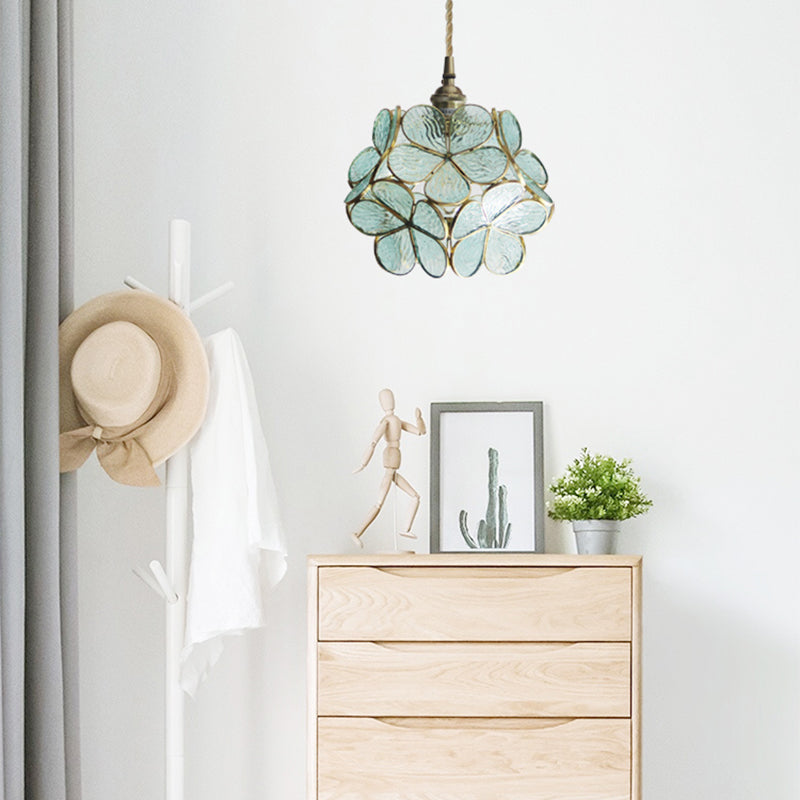 Hangende Plafondlamp Tiffany Stijl Blauw Helder Roze Glas