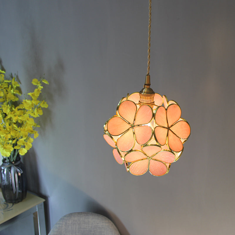 Hangende Plafondlamp Tiffany Stijl Blauw Helder Roze Glas Roze