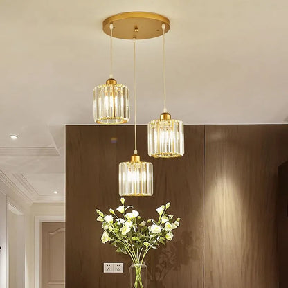 Hanglamp Moderne Metalen Glazen Verlichting Sfeer Ruimte Rond Goud 3 Hoofd-Ronde Plaat