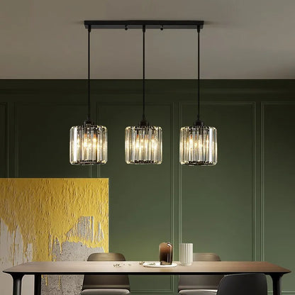 Hanglamp Moderne Metalen Glazen Verlichting Sfeer Ruimte Rond Zwart 3 Hoofd-Rechthoekige Plaat