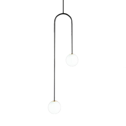 Hanglamp Zwart Gouden Bal Cluster Post Modernist 2 Lichten