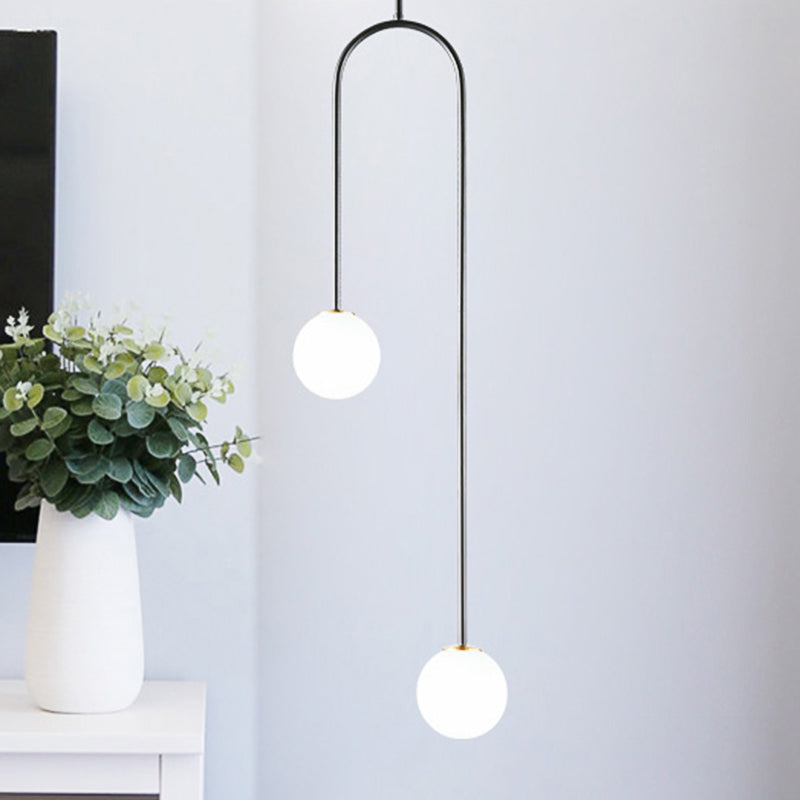 Hanglamp Zwart Gouden Bal Cluster Post Modernist 2 Lichten Zwart